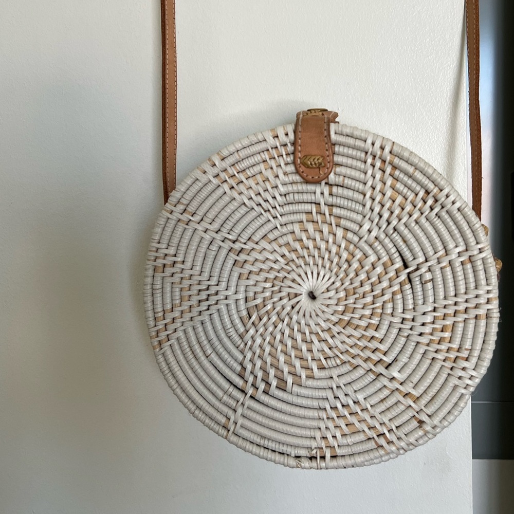Bali round woven boho crossbody bag
